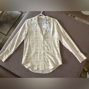 Equipment Beige Plaid 100% Silk Shirt